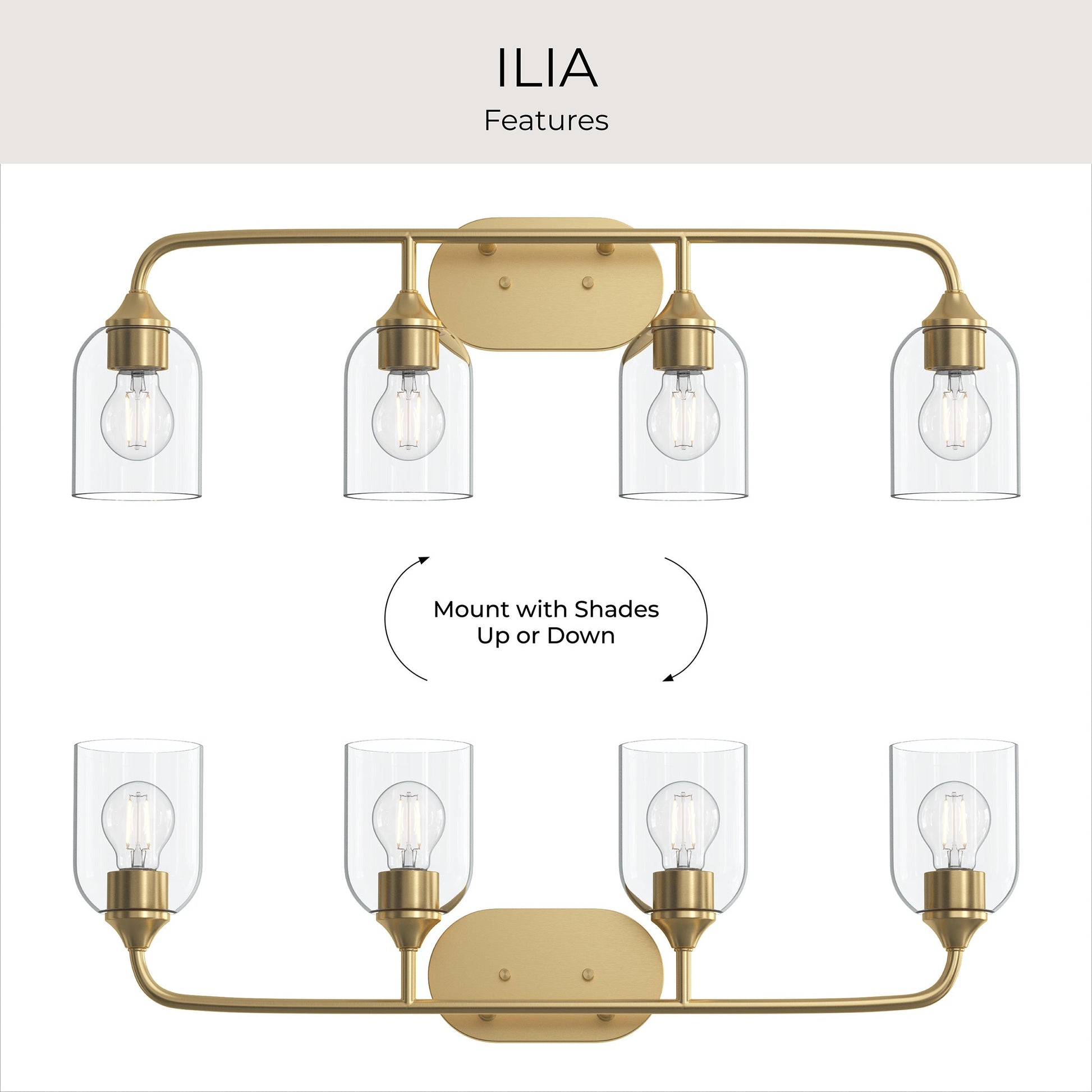 Progress Lighting P300574-191 Ilia Brushed Gold Bath Vanity Wall Light - Additional View