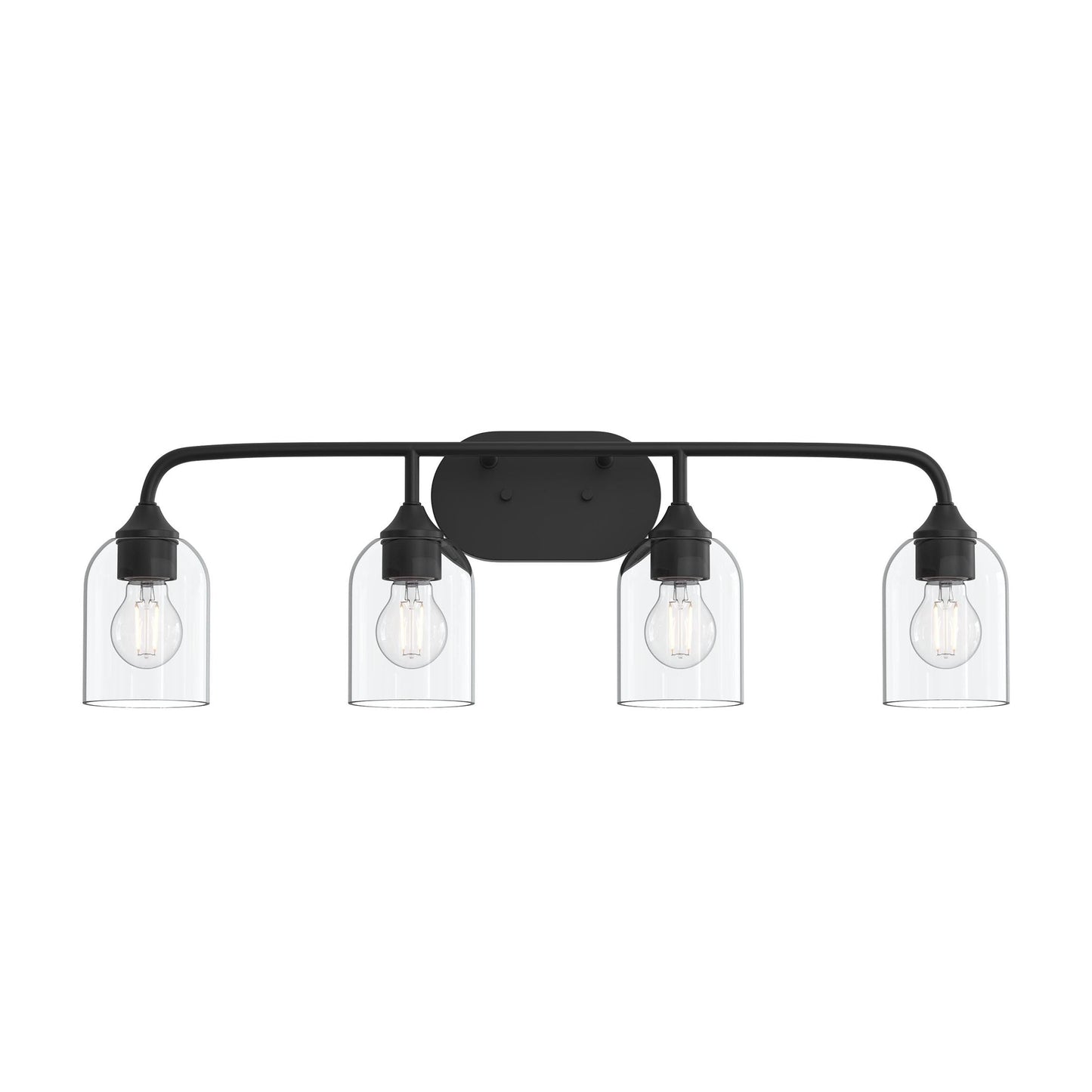 Progress Lighting Ilia 4-Light Matte Black Bath Vanity Wall Light with Clear Glass Shades