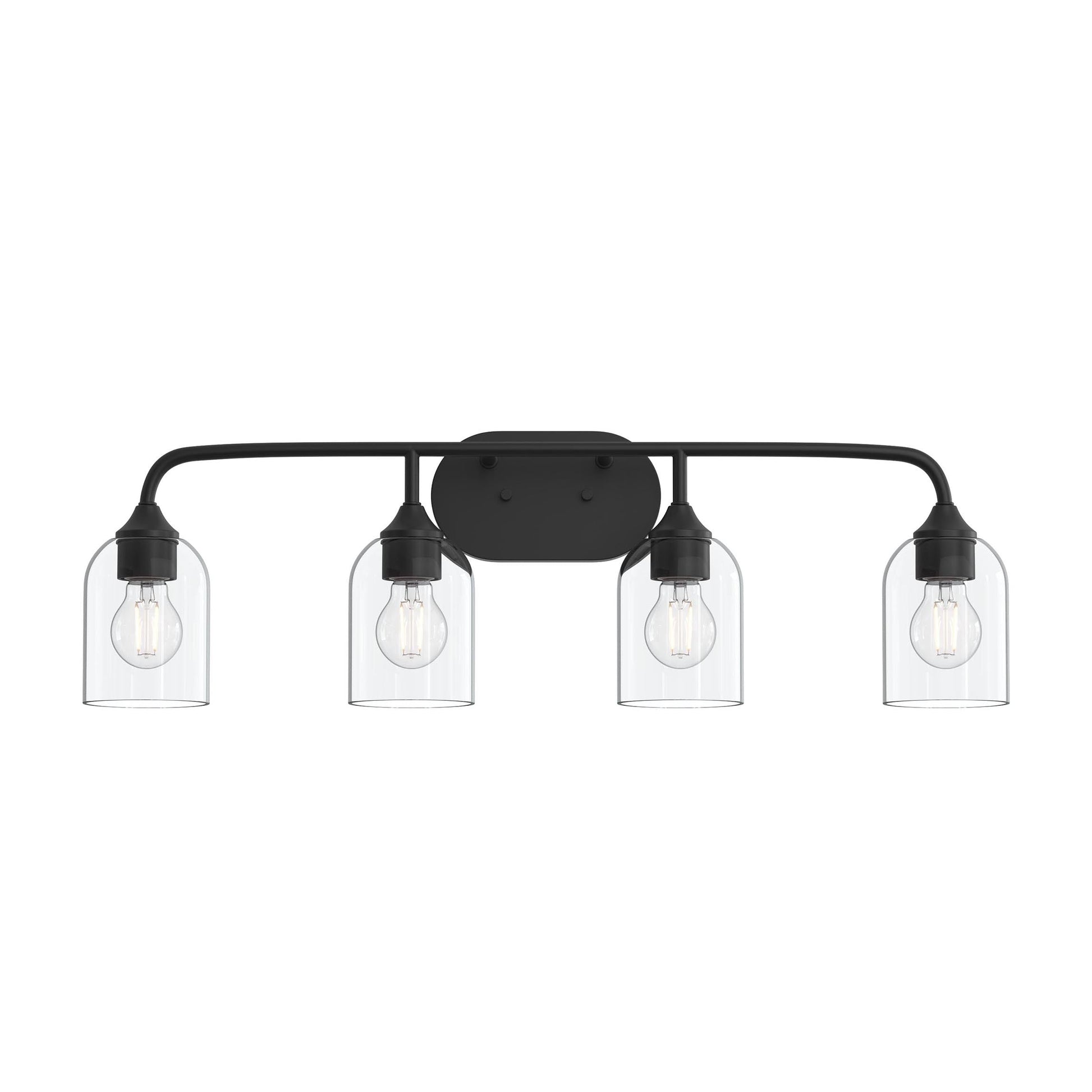 Progress Lighting Ilia 4-Light Matte Black Bath Vanity Wall Light with Clear Glass Shades