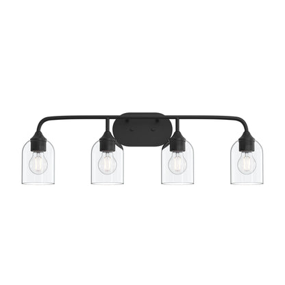 Progress Lighting Ilia 4-Light Matte Black Bath Vanity Wall Light with Clear Glass Shades