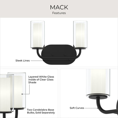 Progress Lighting P300575-31M Mack 2 Light Matte Black Bath Vanity Wall Light - Additional View