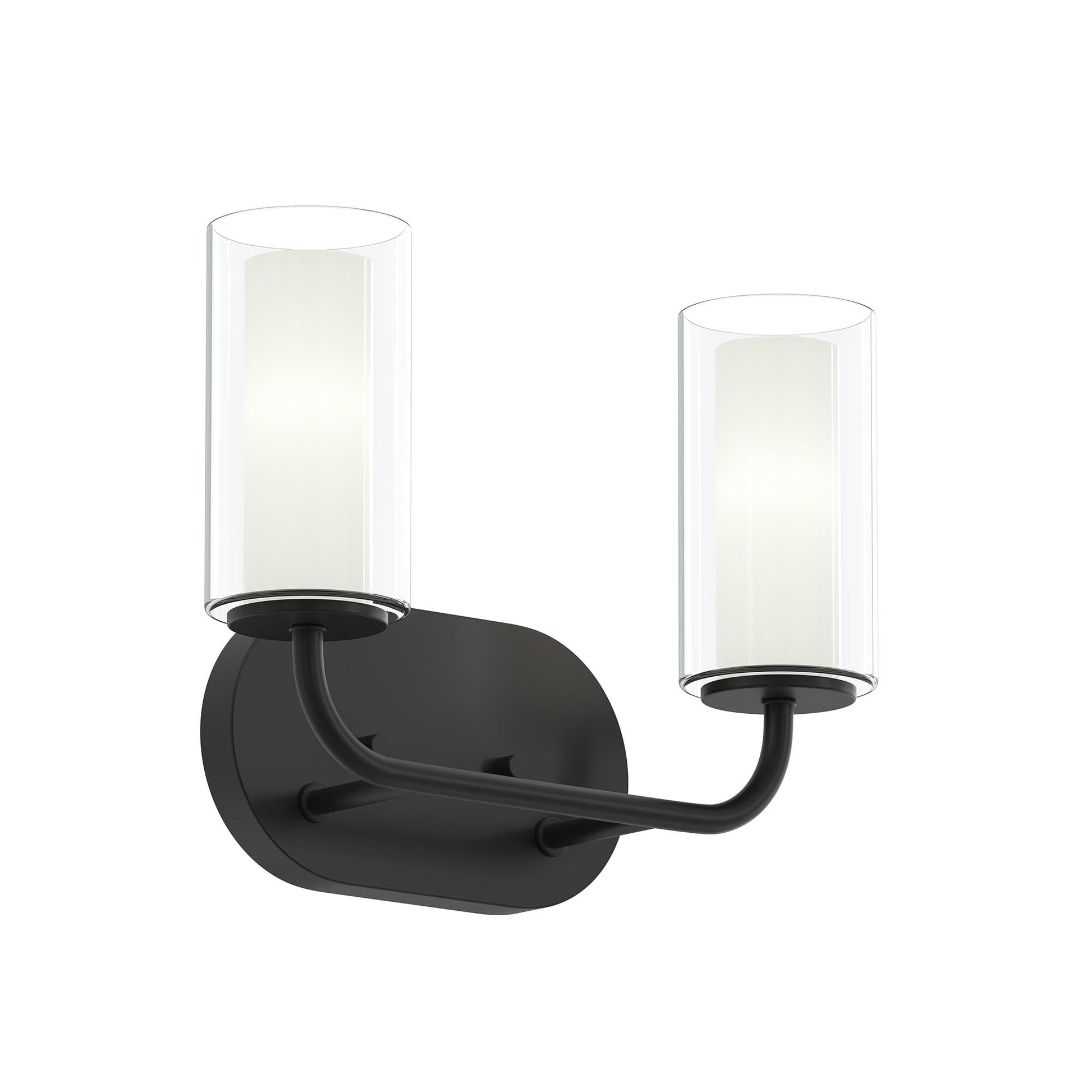 Progress Lighting P300575-31M Mack 2 Light Matte Black Bath Vanity Wall Light with Layered Glass Shades - Main View