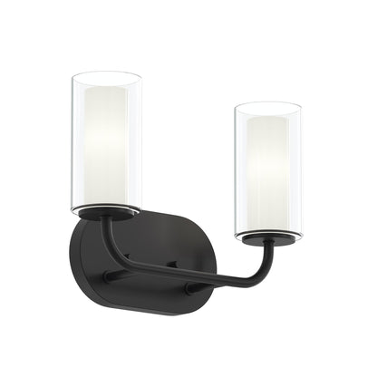 Progress Lighting P300575-31M Mack 2 Light Matte Black Bath Vanity Wall Light with Layered Glass Shades - Main View
