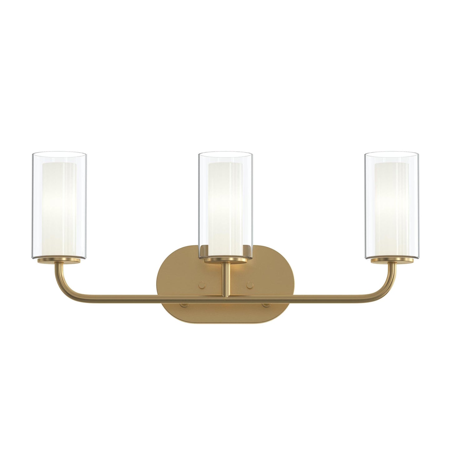 Progress Lighting P300576-191 Mack 3 Light Brushed Gold Bath Vanity Wall Light - Front View