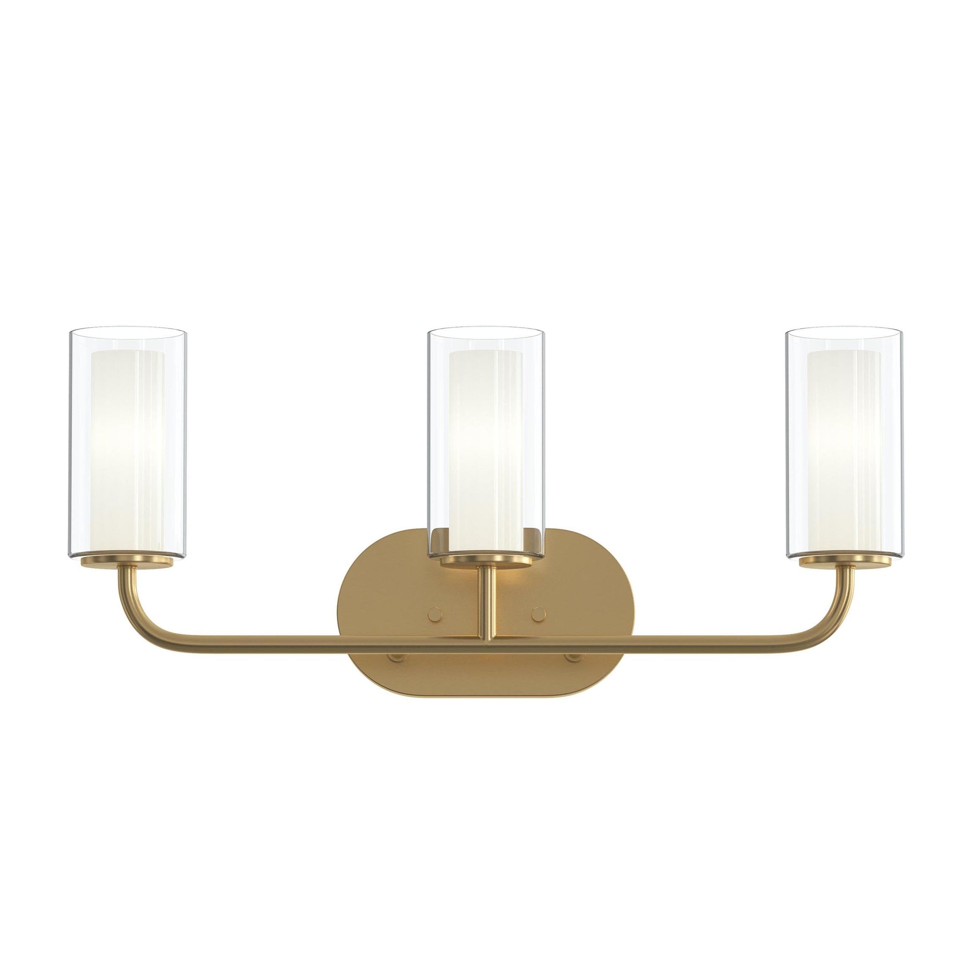 Progress Lighting P300576-191 Mack 3 Light Brushed Gold Bath Vanity Wall Light - Front View