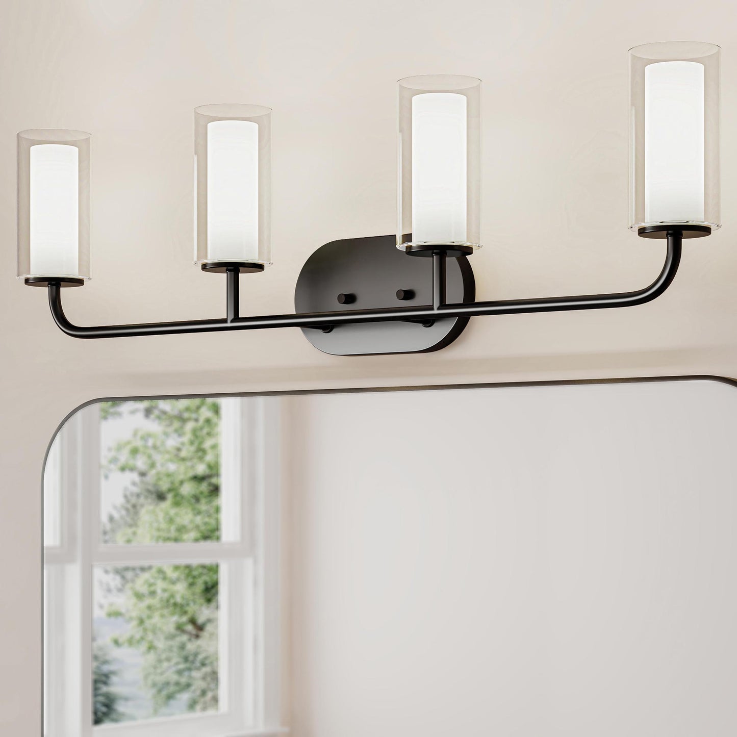 Progress Lighting P300577-31M Mack 4 Light Matte Black Bath Vanity Wall Light Lifestyle