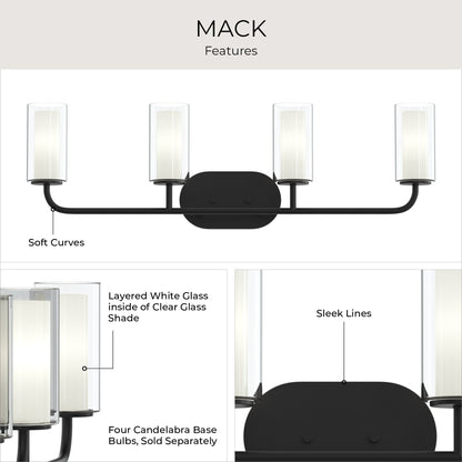 Progress Lighting P300577-31M Mack Features: Soft Curves, Layered White Glass, Candelabra Base, Sleek Lines