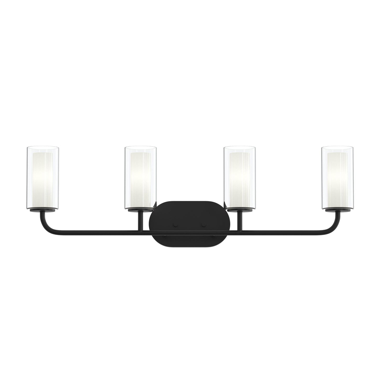 Progress Lighting P300577-31M Mack 4 Light Matte Black Bath Vanity Wall Light Front View