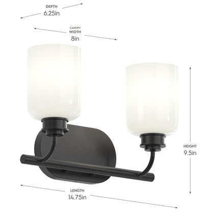 Progress Lighting P300578-31M Reines Matte Black Bath Vanity Wall Light - Dimensions Diagram (14.75in L x 9.5in H x 6.25in D)