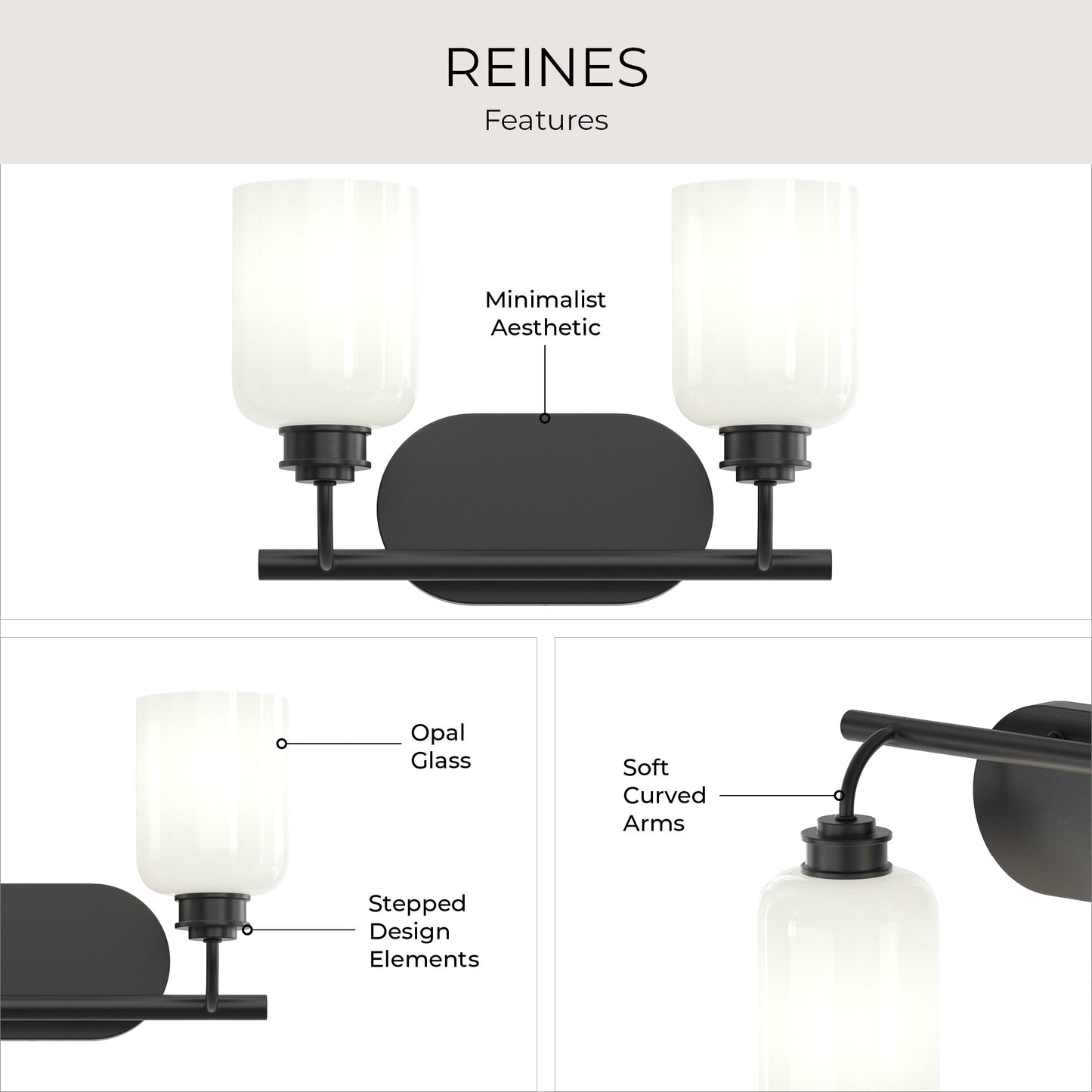 Progress Lighting P300578-31M Reines Matte Black Bath Vanity Wall Light - View 6