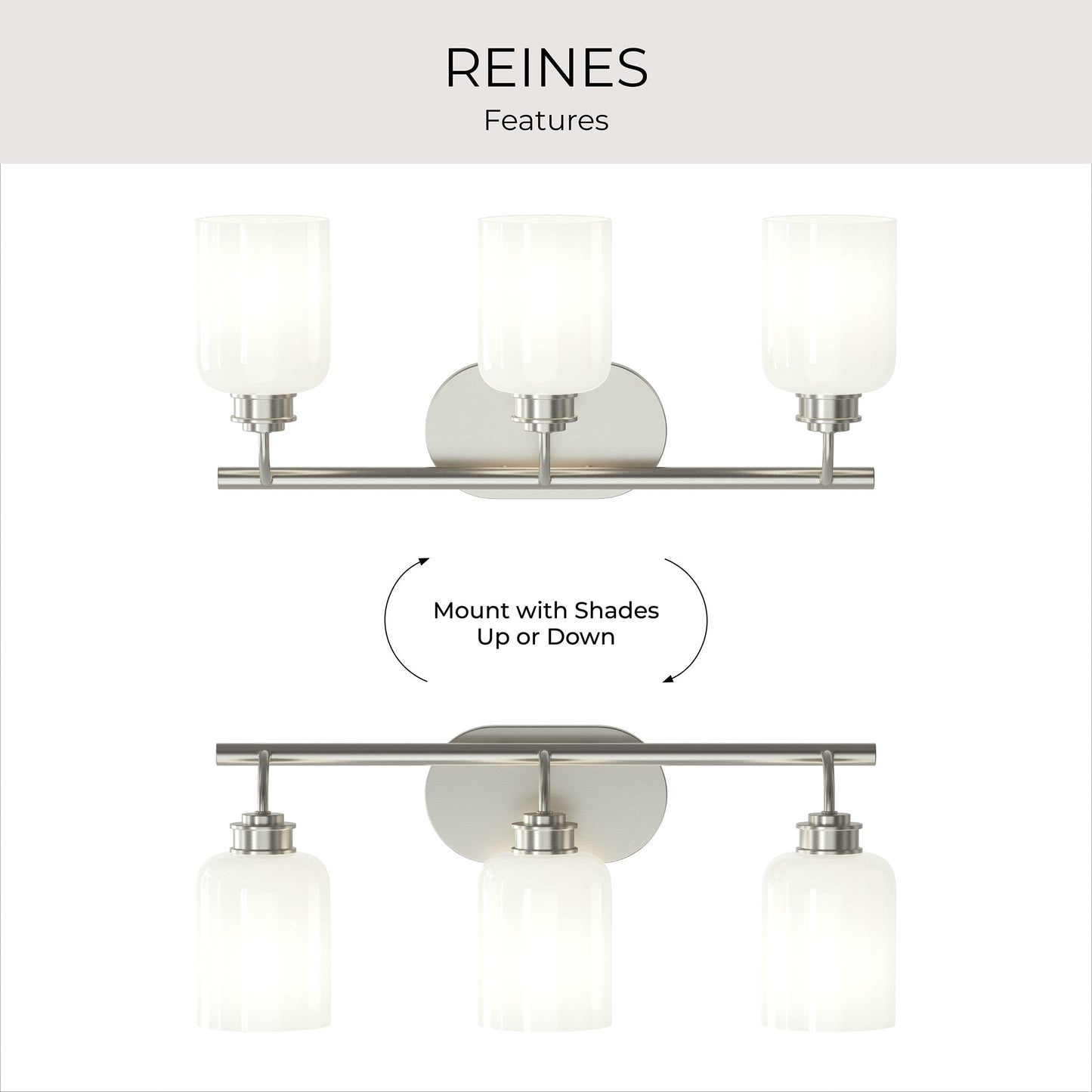 Progress Lighting P300579-009 Reines 3-Light Brushed Nickel Bath Vanity additional view