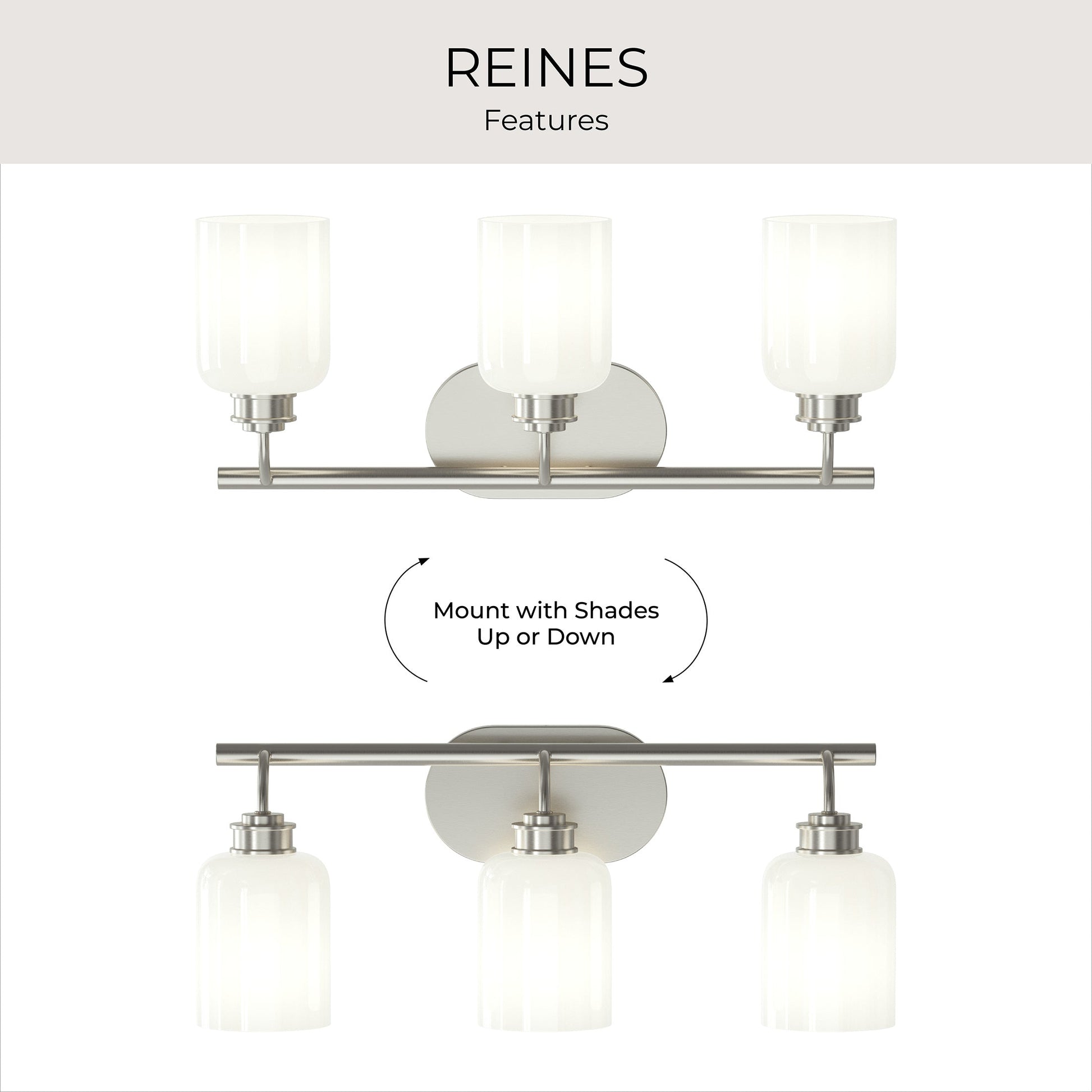Progress Lighting P300579-009 Reines 3-Light Brushed Nickel Bath Vanity additional view