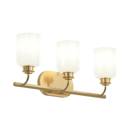 Progress Lighting P300579-191 Reines 3 Light Brushed Gold Bath Vanity Wall Light with Opal Glass Shades - Product View