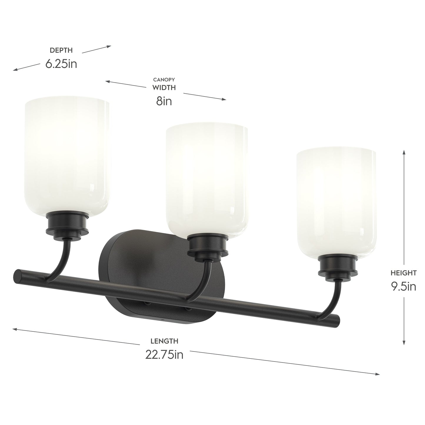 Progress Lighting P300579-31M Reines Bath Vanity Dimensions: 22.75in Length x 9.5in Height x 6.25in Depth