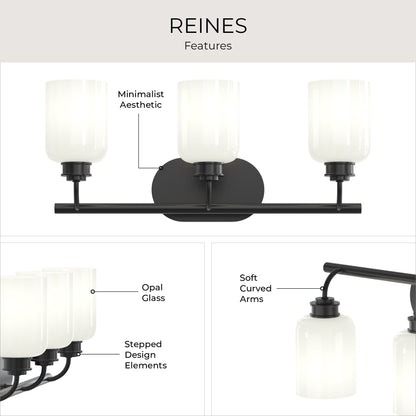 Progress Lighting P300579-31M Reines 3 Light 22.75 inch Matte Black Bath Vanity Wall Light