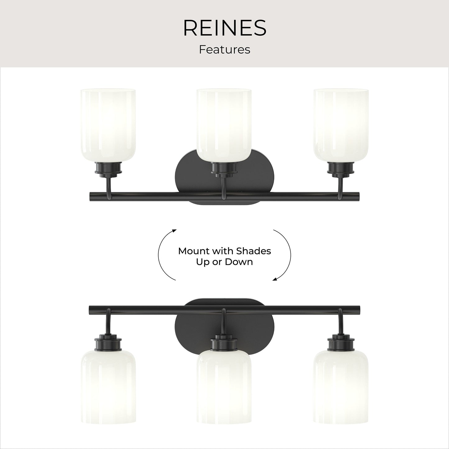 Progress Lighting P300579-31M Reines 3 Light 22.75 inch Matte Black Bath Vanity Wall Light