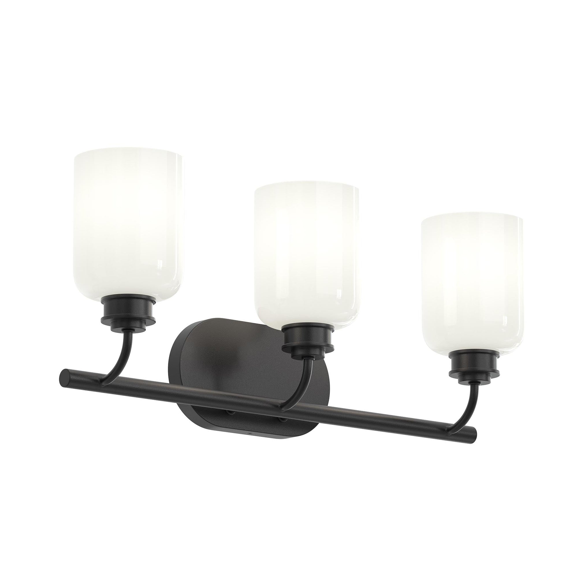 Progress Lighting P300579-31M Reines 3-Light Matte Black Bath Vanity with Opal Glass Shades