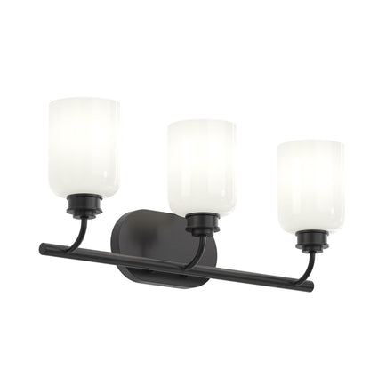 Progress Lighting P300579-31M Reines 3-Light Matte Black Bath Vanity with Opal Glass Shades