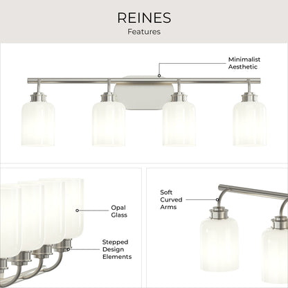 Progress Lighting P300580-009 Reines 4 Light 31.75 inch Brushed Nickel Bath Vanity Wall Light