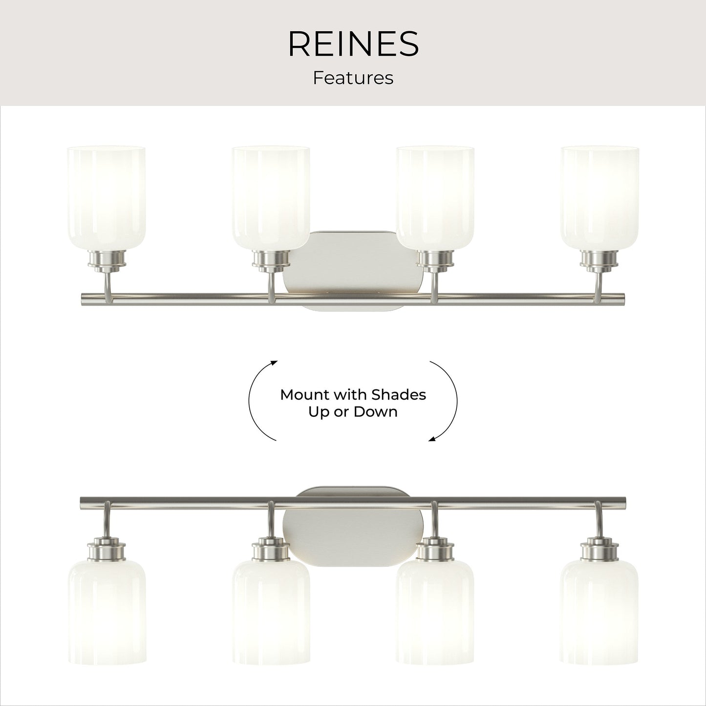 Progress Lighting P300580-009 Reines 4 Light 31.75 inch Brushed Nickel Bath Vanity Wall Light
