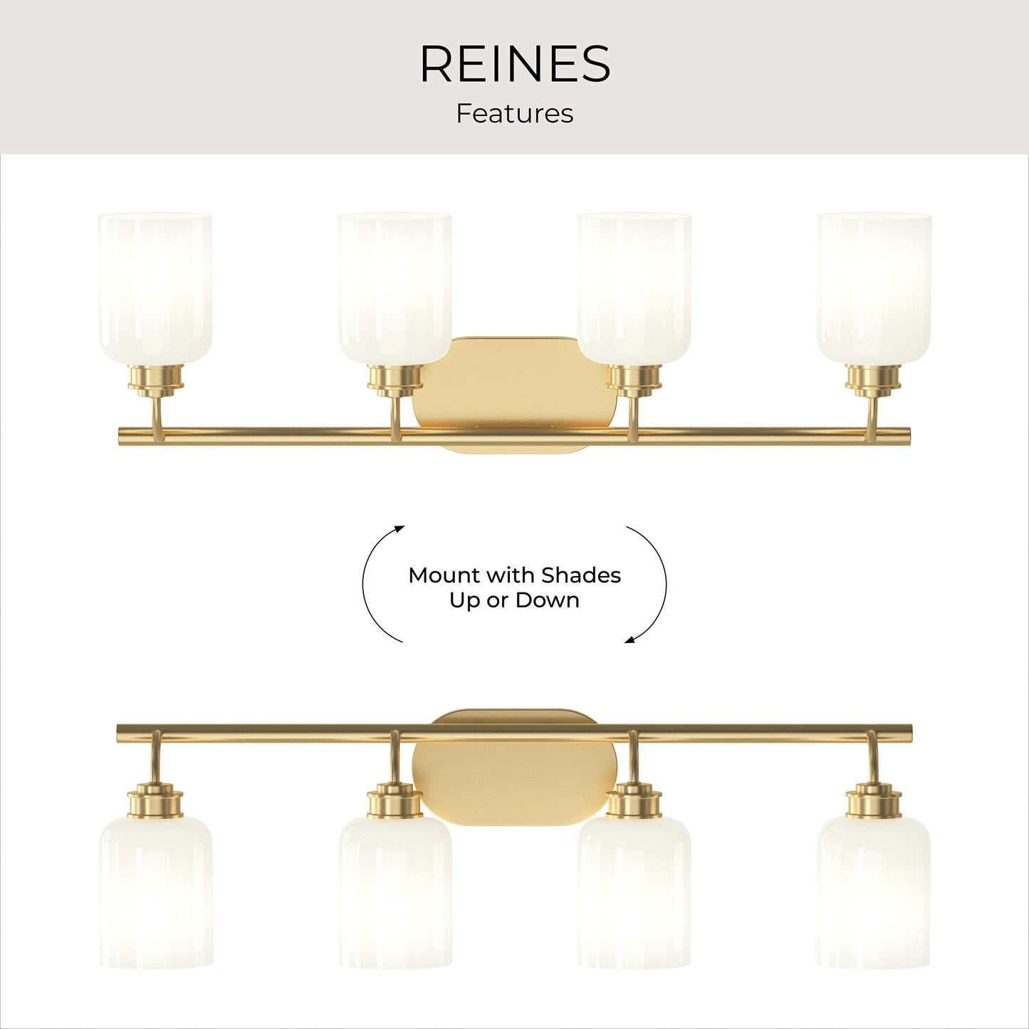 Progress Lighting P300580-191 Reines 4 Light 31.75 inch Brushed Gold Bath Vanity Wall Light