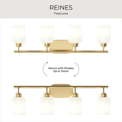 Progress Lighting P300580-191 Reines 4 Light 31.75 inch Brushed Gold Bath Vanity Wall Light