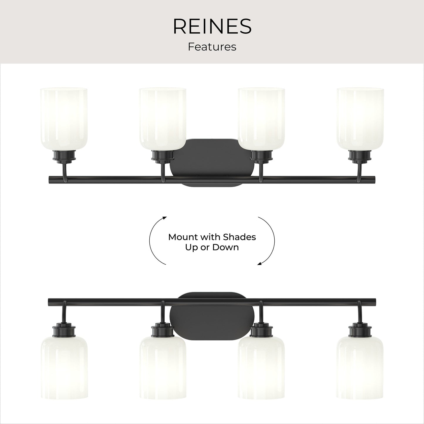 Progress Lighting P300580-31M Reines 4 Light 32 inch Matte Black Bath Vanity Wall Light