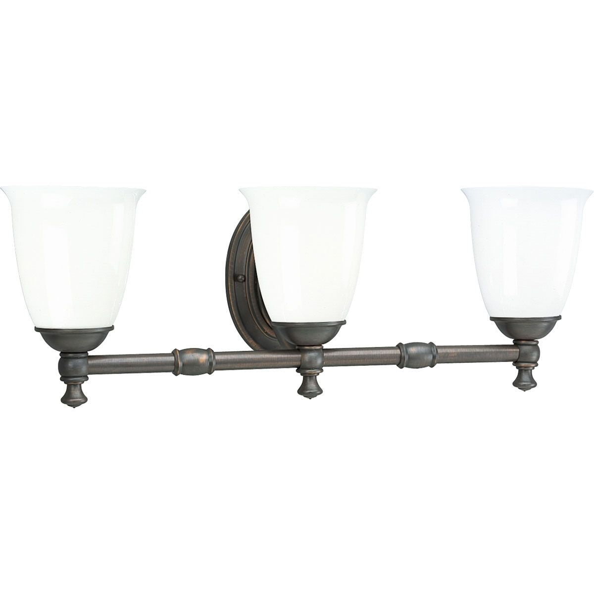 Progress Lighting P3029-74 Victorian 3 light Venetian bronze bath vanity wall light with white opal glass