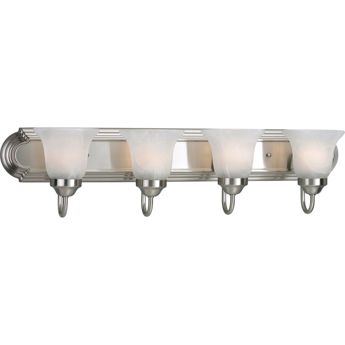Progress Lighting P3054-09 Alabaster Glass 4 light brushed nickel bath vanity wall light