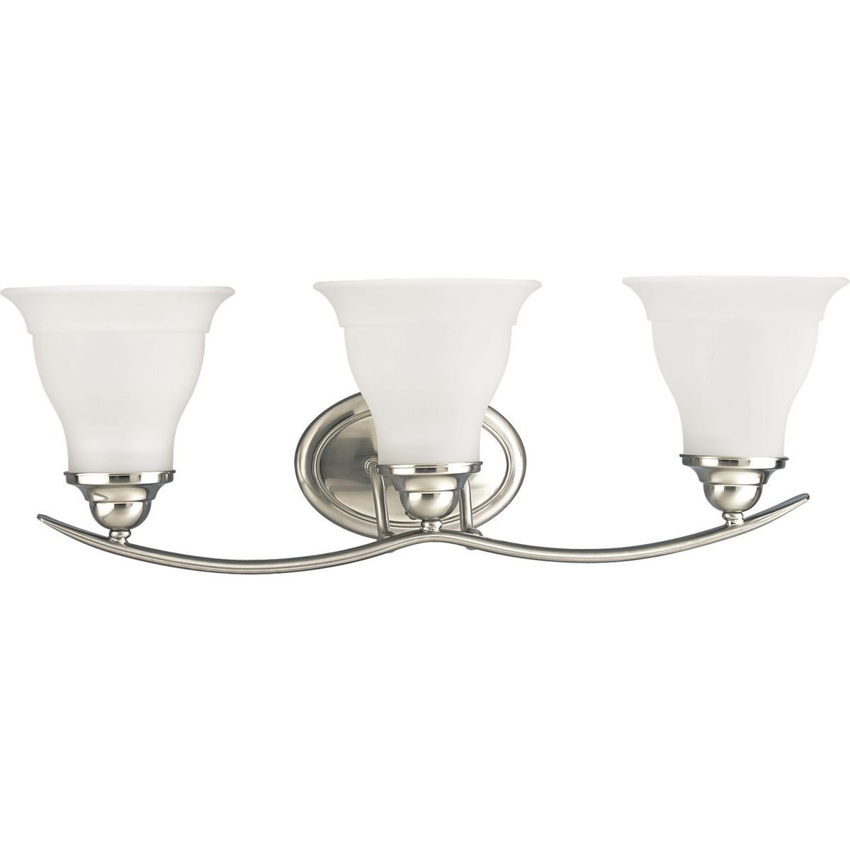 Progress Lighting P3192-09 Trinity 3-Light Brushed Nickel Bath Vanity Light with Etched Glass Shades
