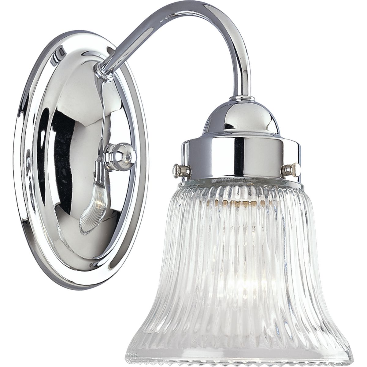 Progress Lighting P3287-15 Fluted Glass 1 Light Polished Chrome Bath Vanity Wall Light
