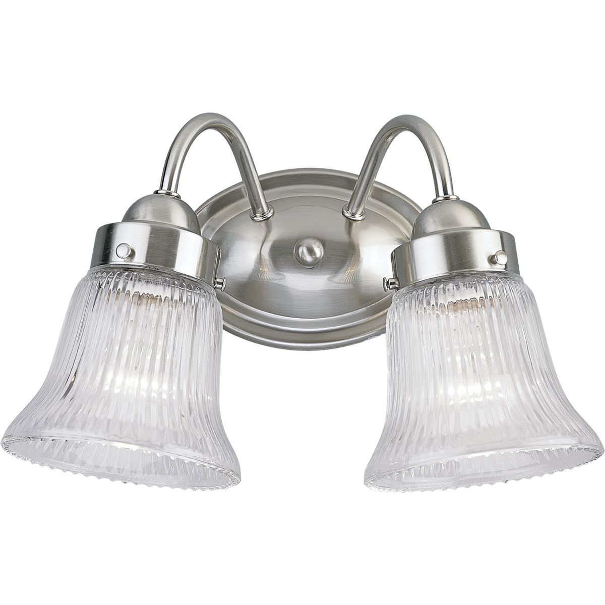 Progress Lighting P3288-09 Fluted Glass 2 Light Brushed Nickel Bath Vanity Wall Light