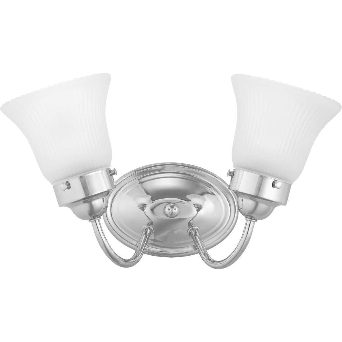 Progress Lighting P3288-15ET Economy Fluted Glass 2 Light Polished Chrome Bath Vanity Wall Light