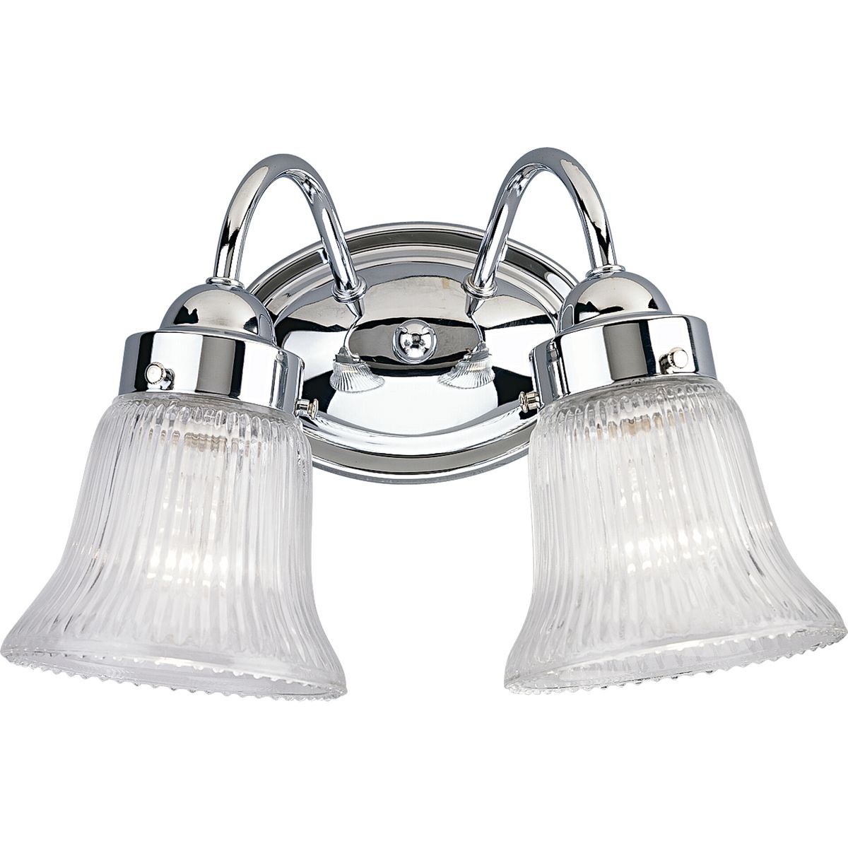 Progress Lighting P3288-15 Fluted Glass 2 Light Polished Chrome Bath Vanity Wall Light