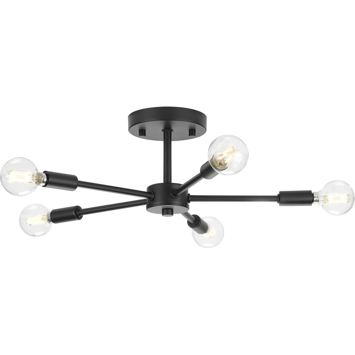 Progress Lighting Delayne 5 light matte black semi-flush mount ceiling light product image