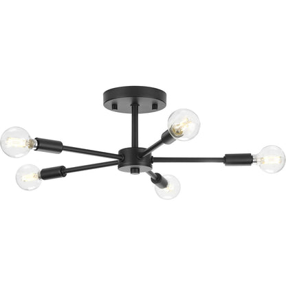 Progress Lighting Delayne 5 light matte black semi-flush mount ceiling light product image