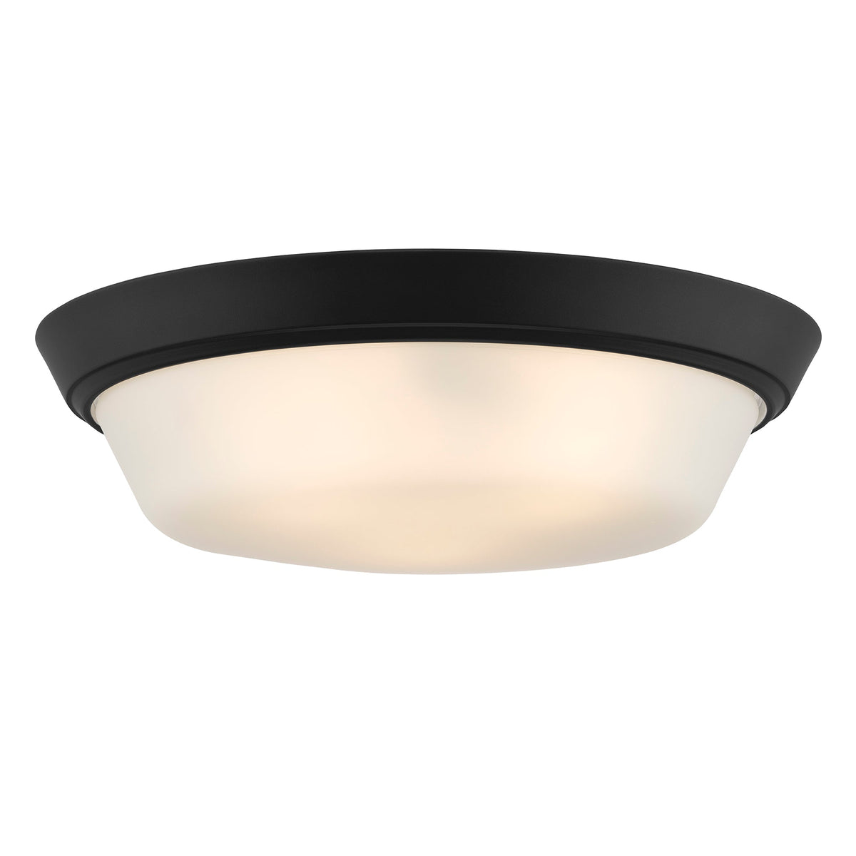 Progress Lighting P350304-031 Edessa Black flush mount ceiling light angled illuminated view