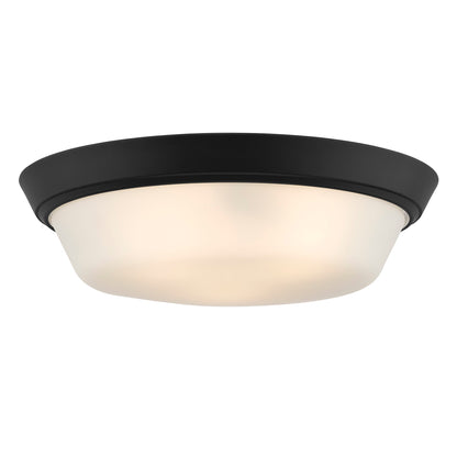 Progress Lighting P350304-031 Edessa Black flush mount ceiling light angled illuminated view