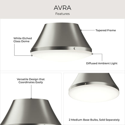Progress Lighting P350305-009 Avra 2 Light 11 inch Brushed Nickel Flush Mount Ceiling Light
