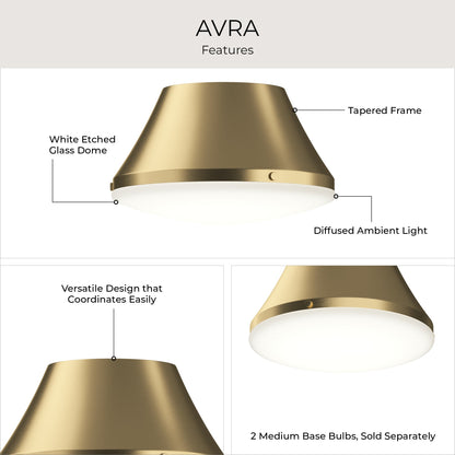 Progress Lighting P350305-191 Avra 2 Light Brushed Gold Flush Mount Ceiling Light