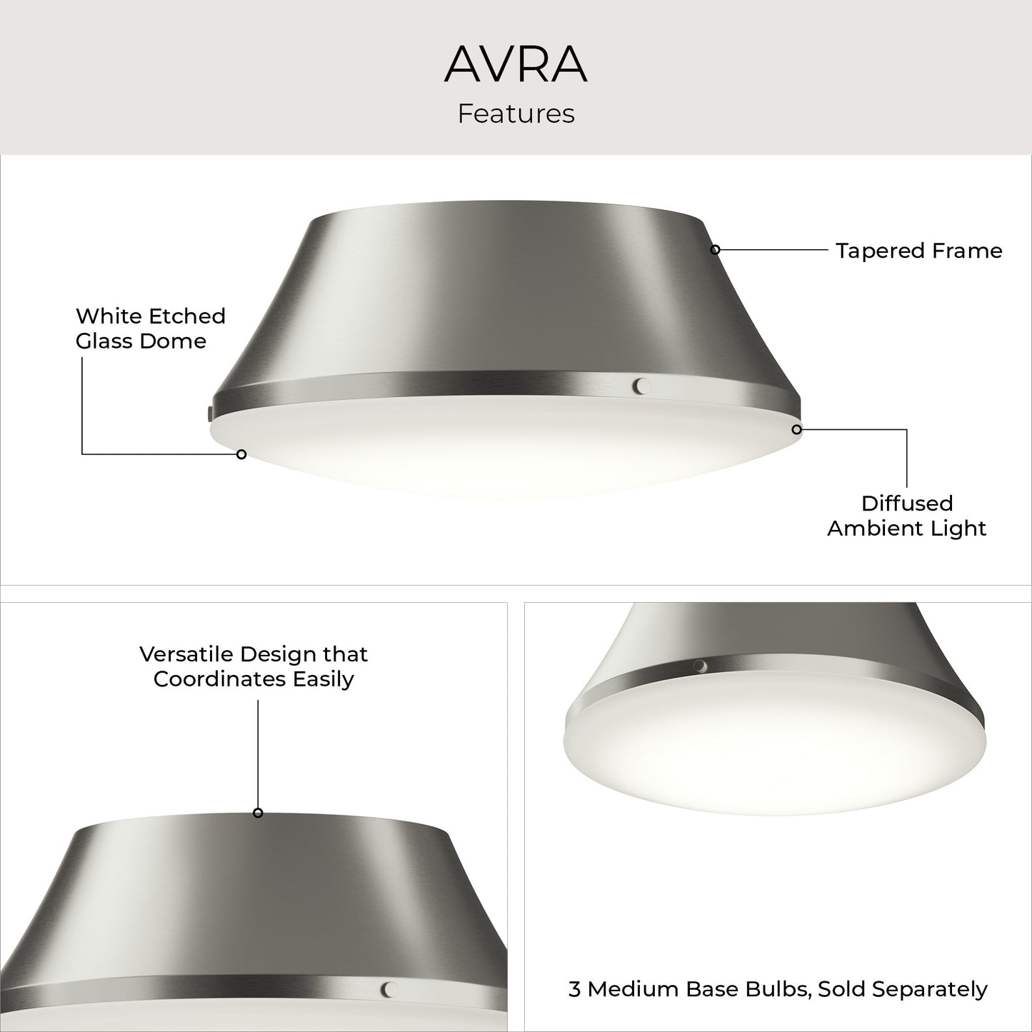 Progress Lighting P350306-009 Avra Brushed Nickel Flush Mount - Additional View