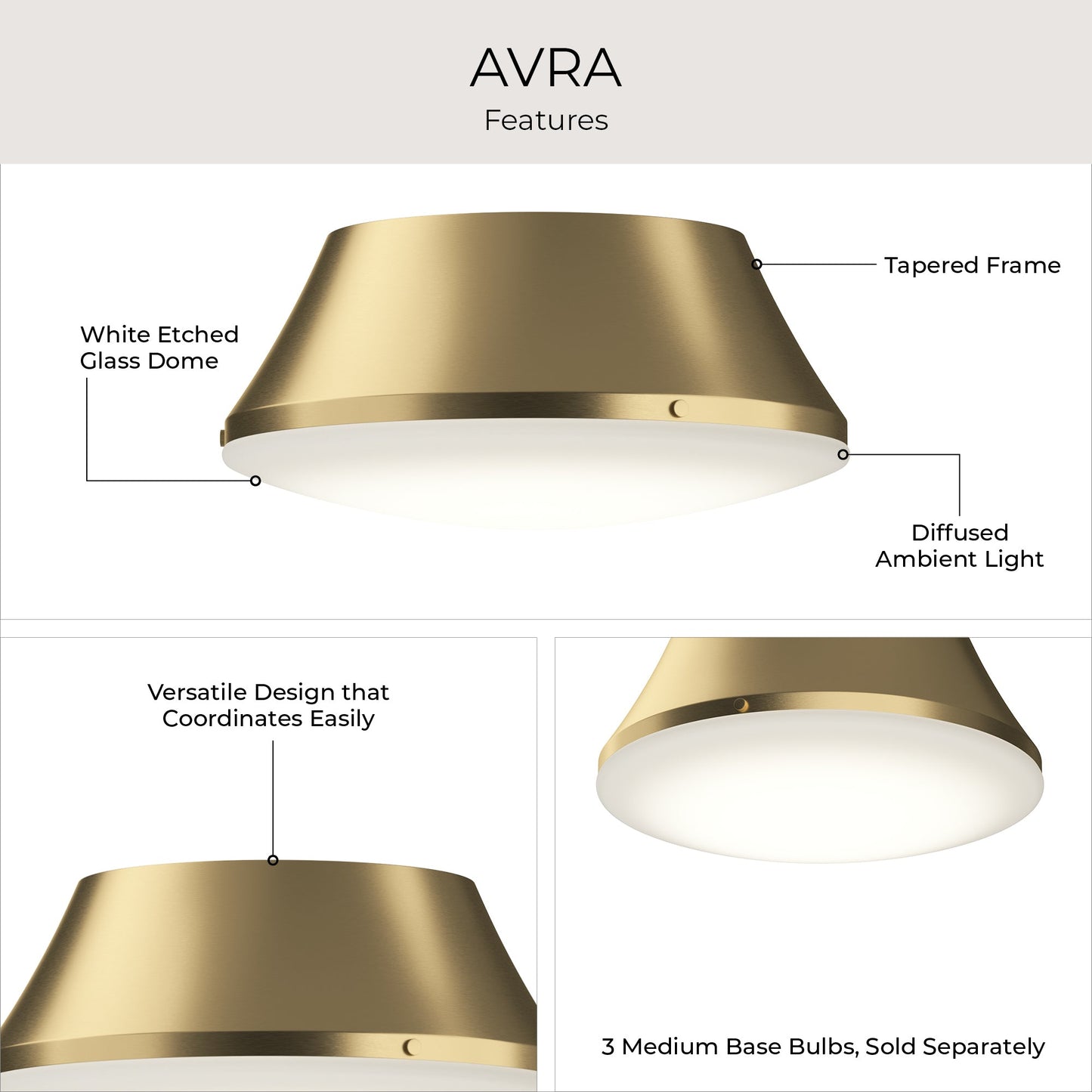 Progress Lighting P350306-191 Avra Brushed Gold Flush Mount - Additional View