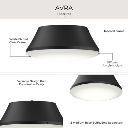 Progress Lighting P350306-31M Avra 3 Light Matte Black Flush Mount Ceiling Light