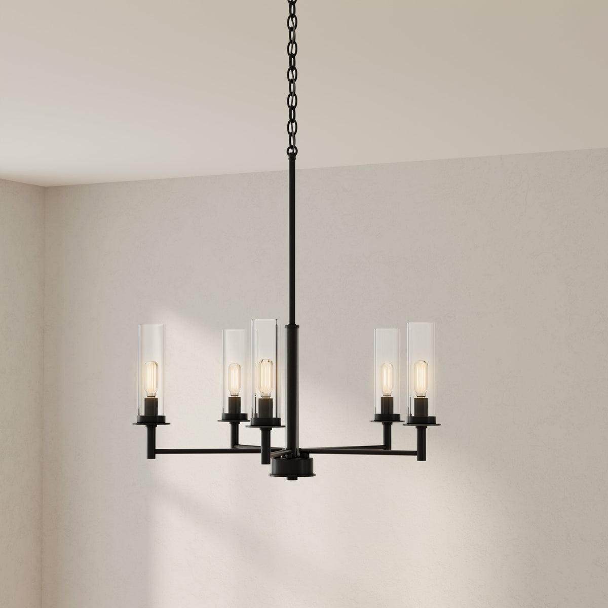 Progress Lighting Kellwyn 5 light matte black chandelier in room