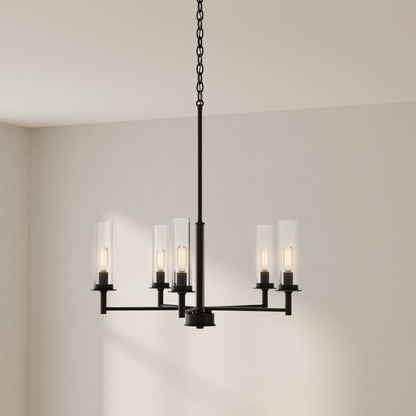 Progress Lighting Kellwyn 5 light matte black chandelier in room