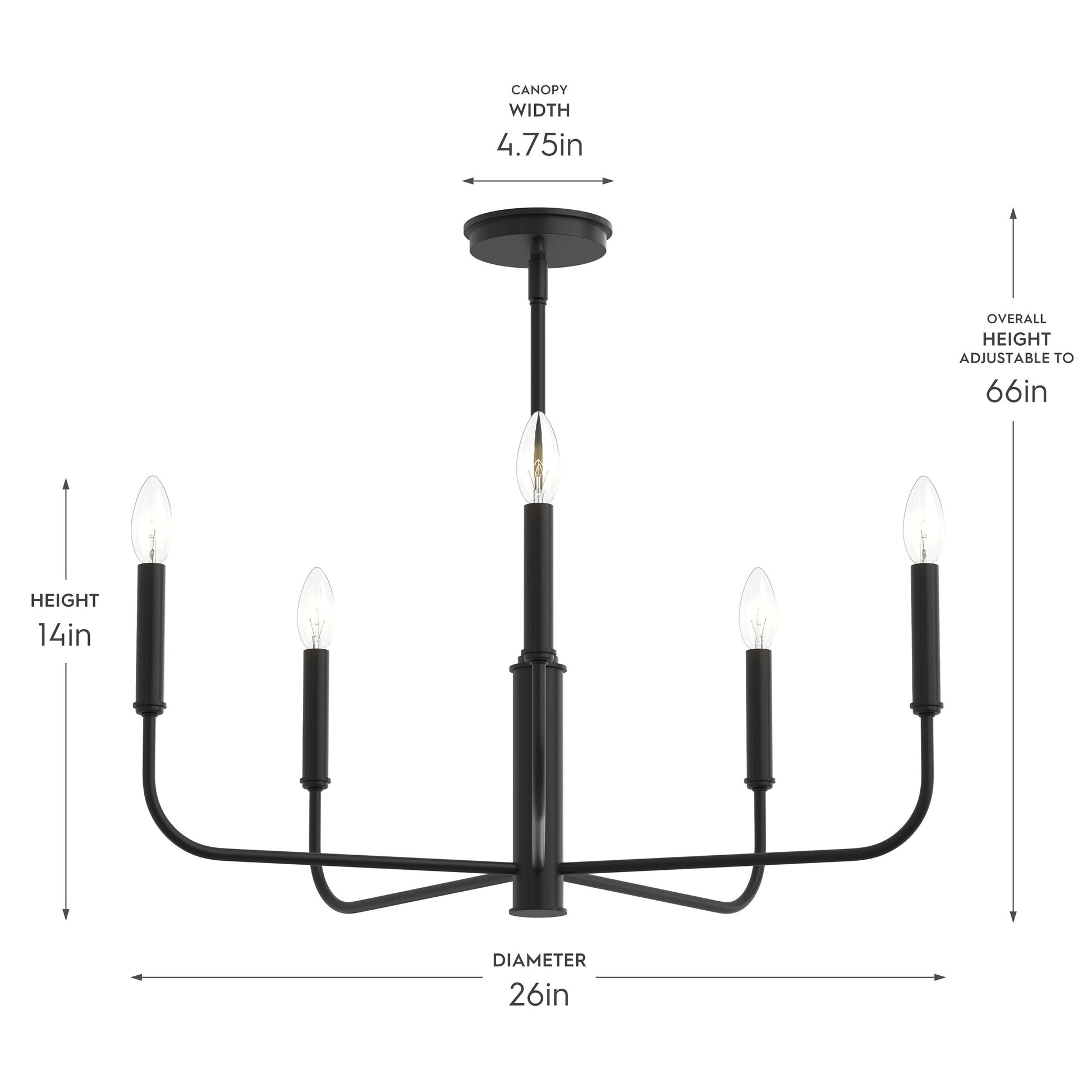 Progress Lighting P400446-31M Reines Chandelier Dimensions Diagram