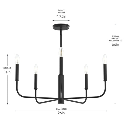 Progress Lighting P400446-31M Reines Chandelier Dimensions Diagram
