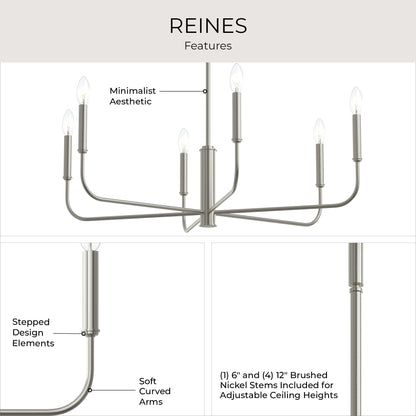 Progress Lighting P400448-009 Reines Chandelier Features - Minimalist Aesthetic, Stepped Design Elements, Soft Curved Arms