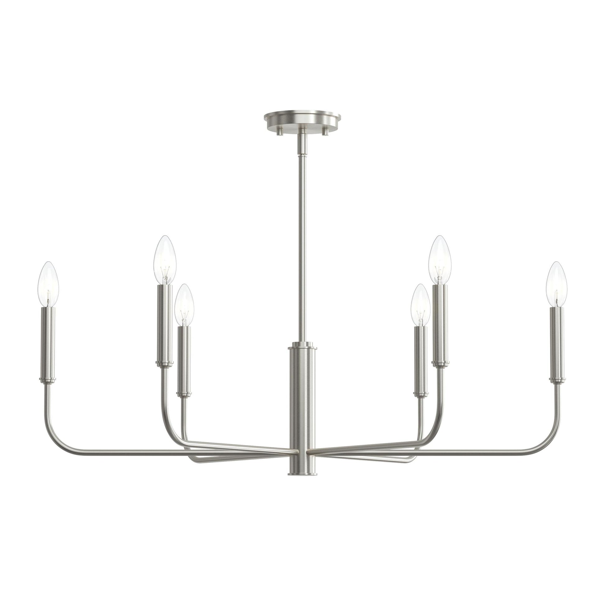 Progress Lighting P400448-009 Reines 6 Light Chandelier - Brushed Nickel Angle View