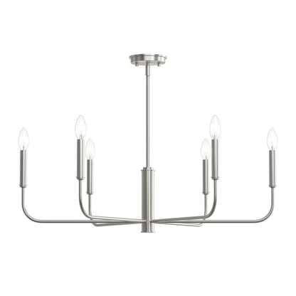 Progress Lighting P400448-009 Reines 6 Light Chandelier - Brushed Nickel Angle View